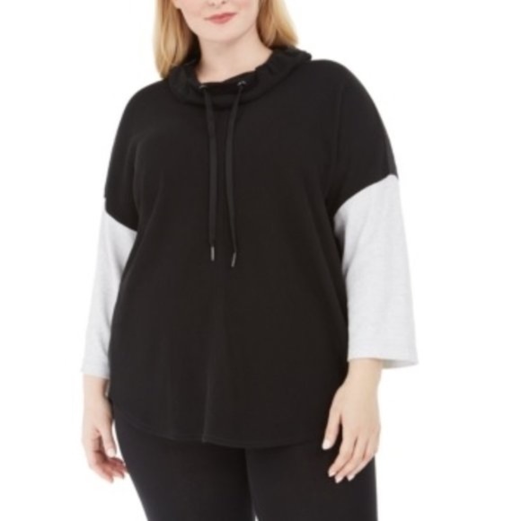 Calvin Klein Performance Plus Size Cowlneck Colorblock Sweatshirt - Picture 1 of 5